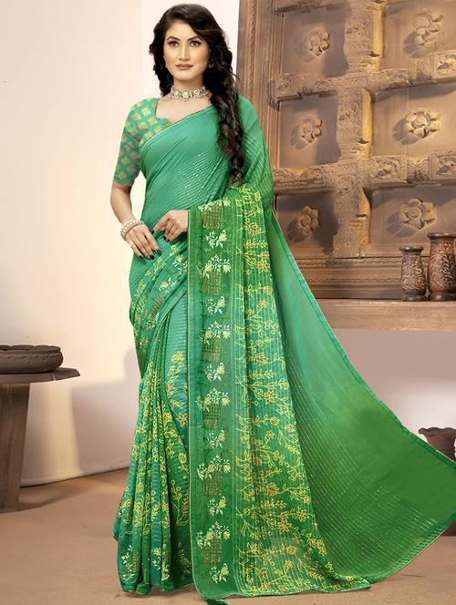 green art silk saree with blouse - 19987100 - Very Small Image - 1