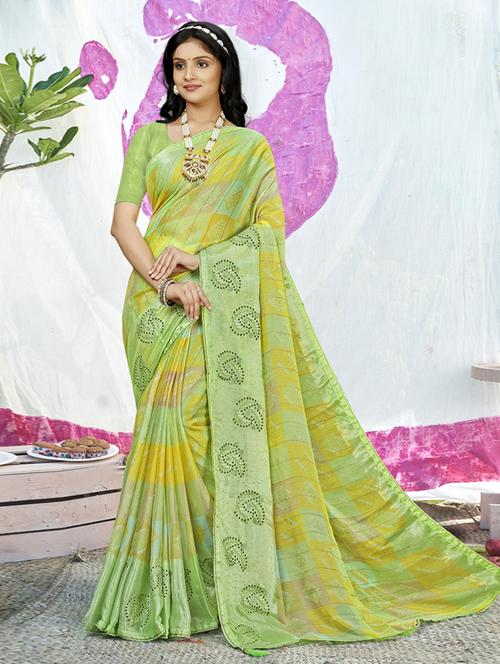 printed saree with blouse piece - 19987119 - Very Small Image - 1