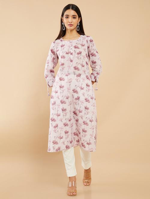 pink round neck straight kurta - 19987334 - Very Small Image - 1