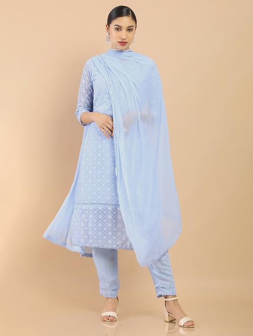 blue self design suit set - 19987478 - Very Small Image - 1