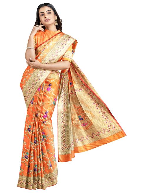 peach self design banarasi saree with blouse - 19987583 - Very Small Image - 1