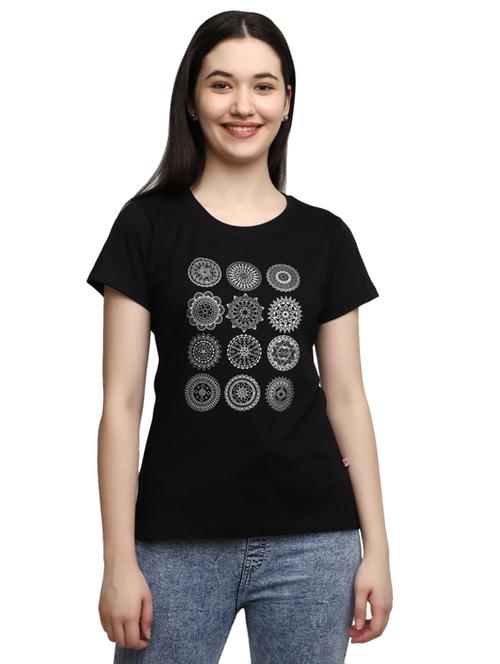 women's front print round neck t-shirt - 19987980 - Very Small Image - 1