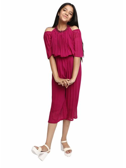 girls round neck cold shoulder frock - 19988008 - Very Small Image - 1