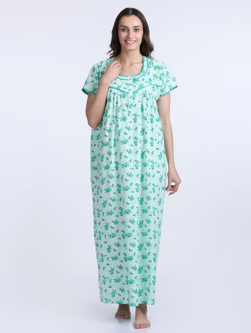 green floral print short sleeves nighty - 19988116 - Very Small Image - 1