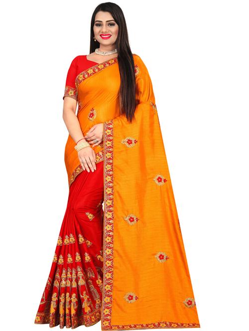 color block woven saree with blouse - 19988255 - Very Small Image - 1