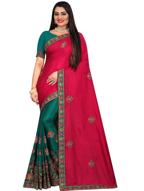 color block woven saree with blouse - 19988258 - Very Small Image - 1