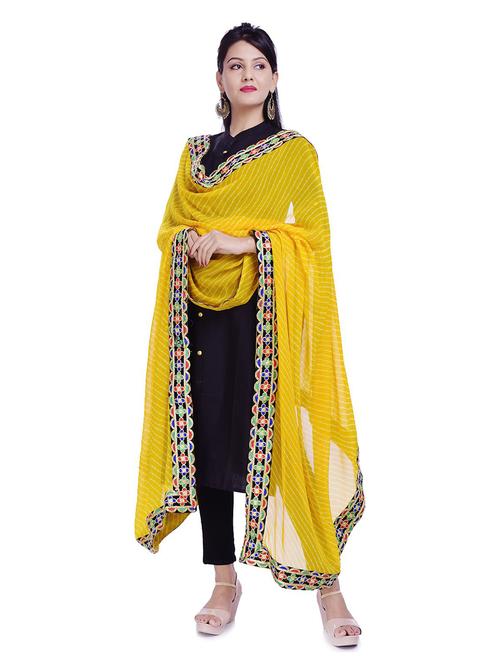 yellow georgette dupatta - 19989070 - Very Small Image - 1