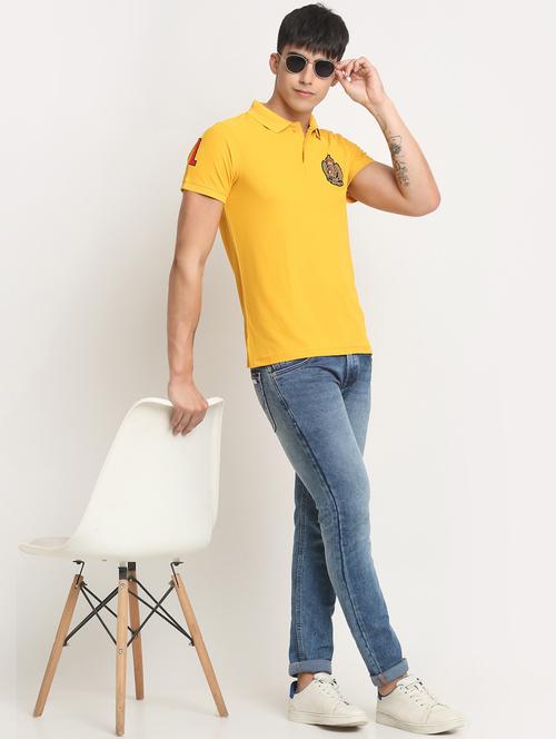yellow solid short sleeve polo t-shirt - 19989280 - Very Small Image - 1