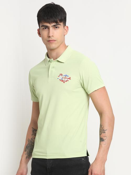 light green solid short sleeve polo t-shirt - 19989286 - Very Small Image - 1