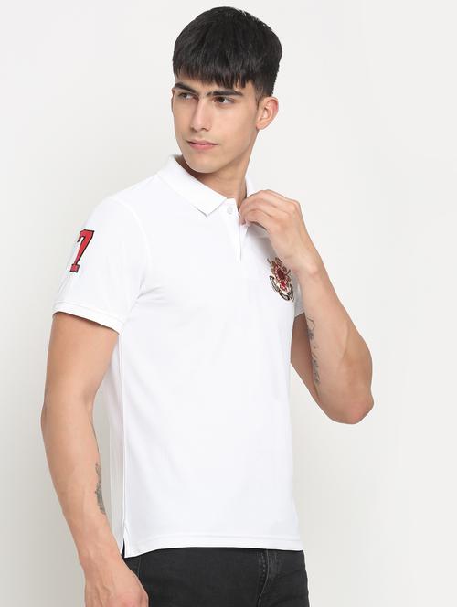 white solid short sleeve polo t-shirt - 19989316 - Very Small Image - 1