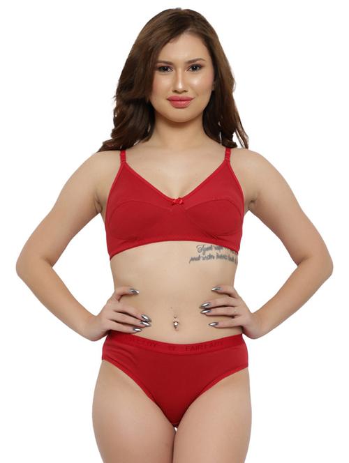 red solid bra and panty set - 19989462 - Very Small Image - 1