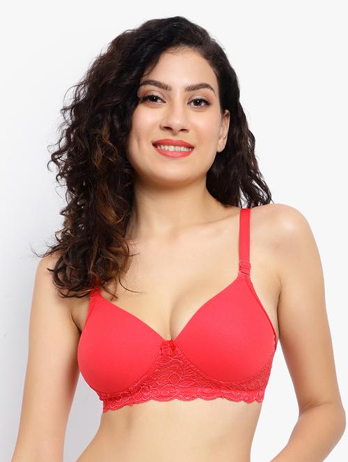 red cotton blend regular bra - 19989588 - Very Small Image - 1