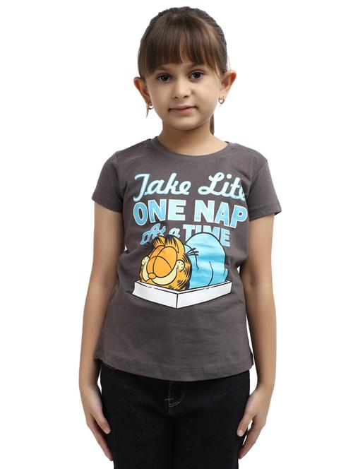 girls printed cotton regular tee - 19989771 - Very Small Image - 1