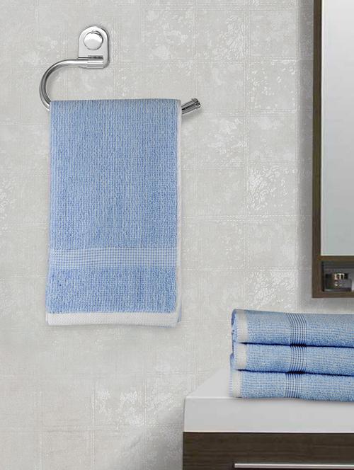 fabinaliv unisex set of 4 blue solid 450 gsm cotton hand towels (50x33 cm) - 19989803 - Very Small Image - 1