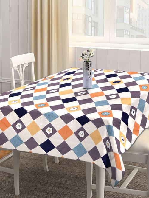 fabinaliv multicolor geometric 300 tc cotton blend 6 seater table cover (72x52 inches) - 19989814 - Very Small Image - 1