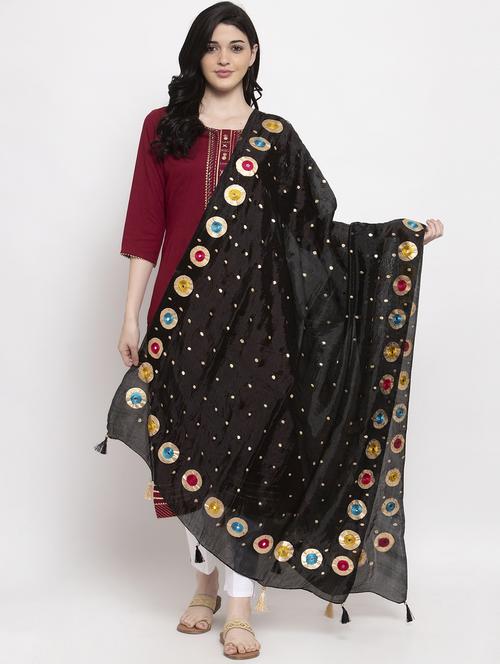 printed silk blend dupatta, tasselled border - 19990676 - Very Small Image - 1