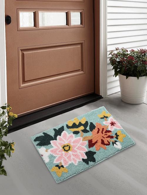 fabinaliv multicolor floral cotton blend door mat (60x40 cm) - 19991727 - Very Small Image - 1
