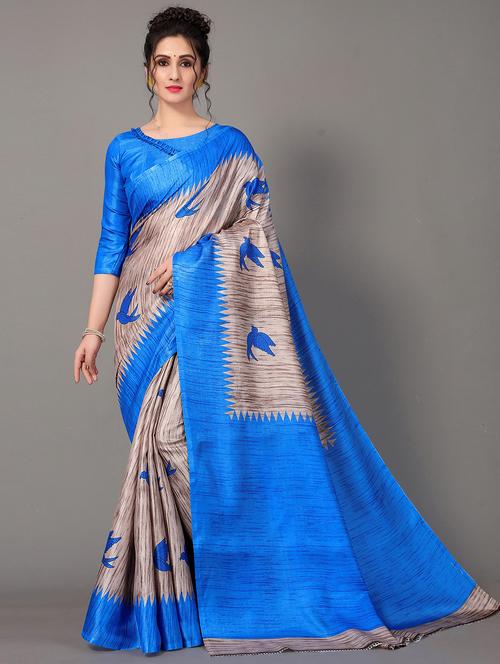 blue mysore silk saree with blouse - 19992147 - Very Small Image - 1