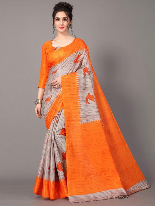 orange mysore silk saree with blouse - 19992148 - Very Small Image - 1