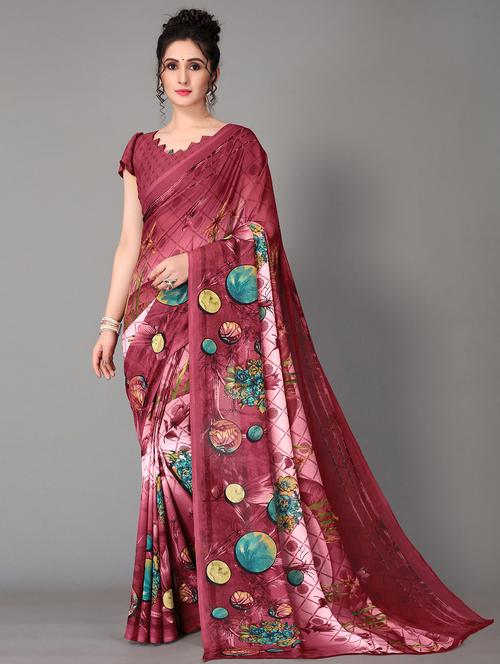 red silk blend mysore saree - 19992154 - Very Small Image - 1
