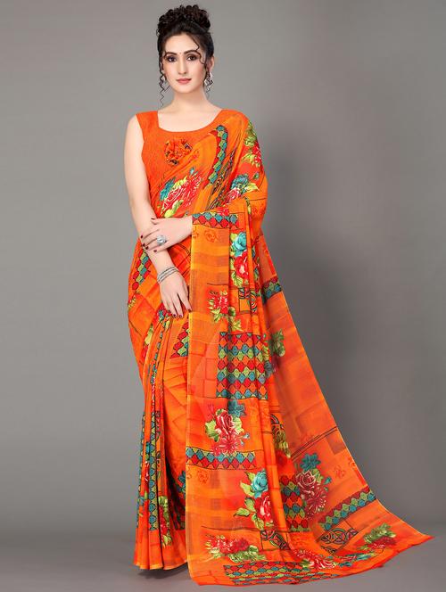printed saree with blouse piece - 19992172 - Very Small Image - 1