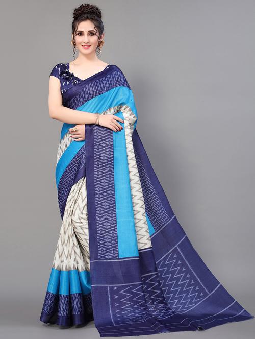 white silk blend mysore saree - 19992191 - Very Small Image - 1