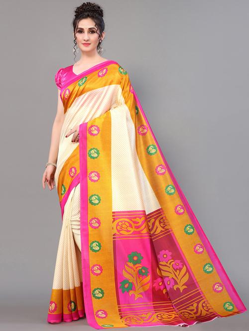 beige mysore silk saree with blouse - 19992206 - Very Small Image - 1