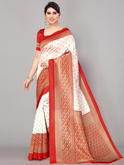 beige silk blend mysore saree with blouse - 19992208 - Very Small Image - 1