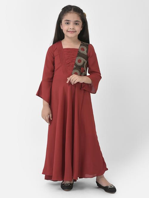 girls square neck bell sleeve frock - 19992241 - Very Small Image - 1