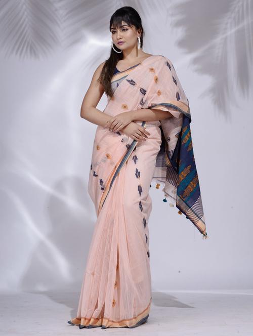 cream self design woven saree with blouse - 19992423 - Very Small Image - 1