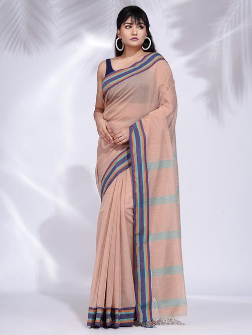 cream self design woven saree with blouse - 19992496 - Very Small Image - 1