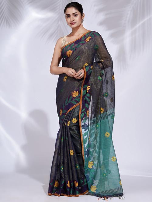 grey self design woven saree with blouse - 19992557 - Very Small Image - 1