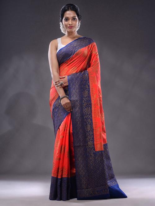 red silk saree - 19992957 - Very Small Image - 1