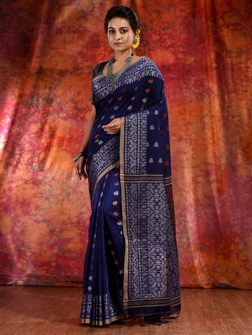 blue cotton saree - 19993032 - Very Small Image - 1