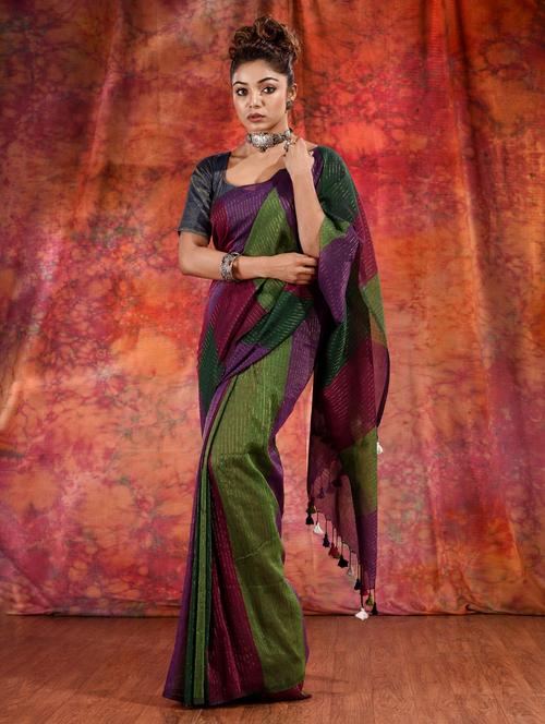 women color block handloom saree - 19993093 - Very Small Image - 1