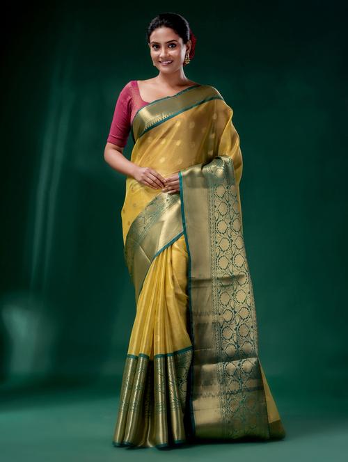 yellow tissue saree - 19993252 - Very Small Image - 1