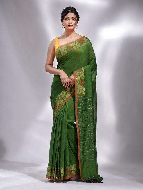 green cotton saree - 19993338 - Very Small Image - 1
