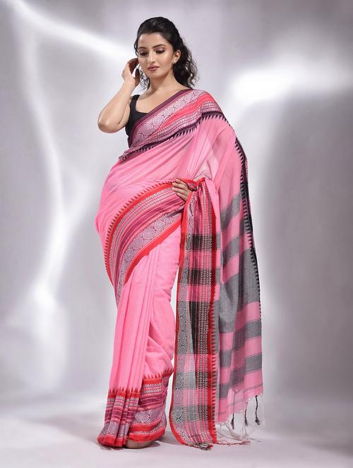 pink cotton saree with blouse - 19993376 - Very Small Image - 1