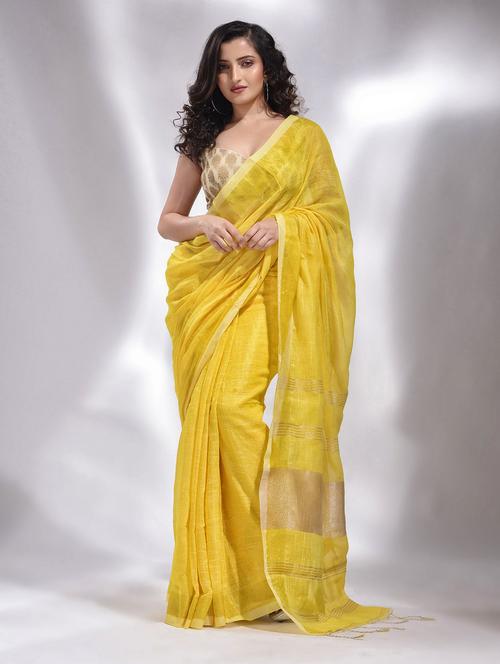 yellow cotton saree - 19993437 - Very Small Image - 1