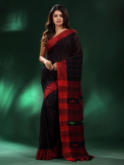 black cotton saree - 19993534 - Very Small Image - 1