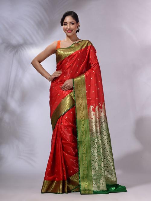 women's ethnic motifs red colored saree - 19993638 - Very Small Image - 1
