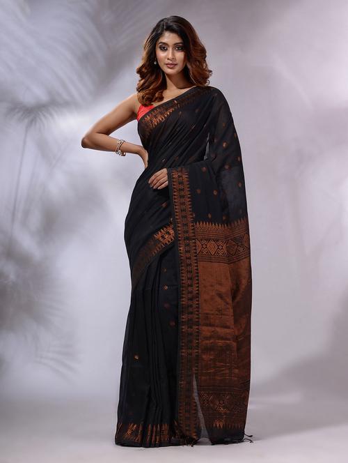 women's self design black colored saree - 19993648 - Very Small Image - 1