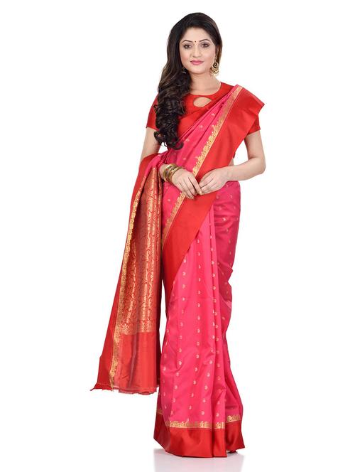 women's self design pink colored saree with blouse - 19994510 - Very Small Image - 1