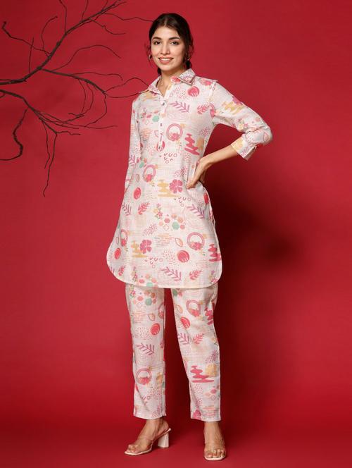 multi colored printed three quarter sleeve kurta pant set - 19995605 - Very Small Image - 1