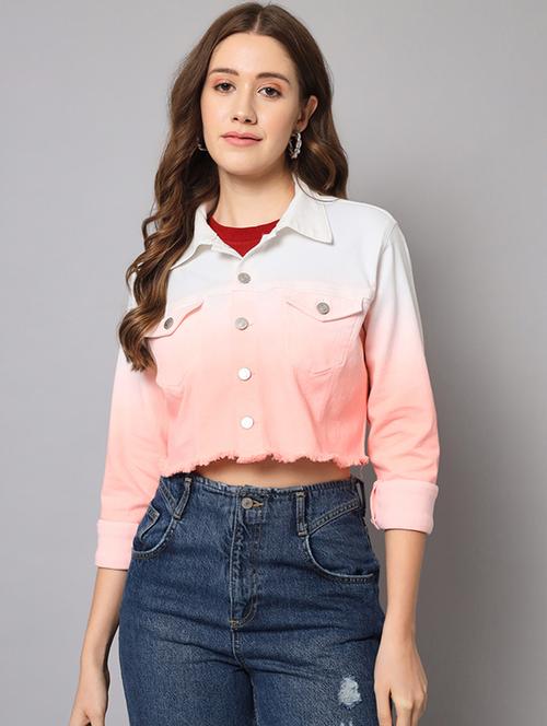 multi colored ombre long sleeves crop jacket - 19995746 - Very Small Image - 1