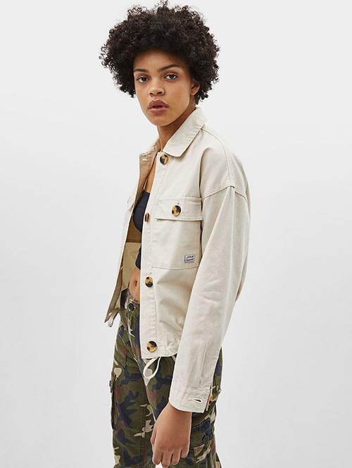 off-white solid denim regular jacket - 19996421 - Very Small Image - 1
