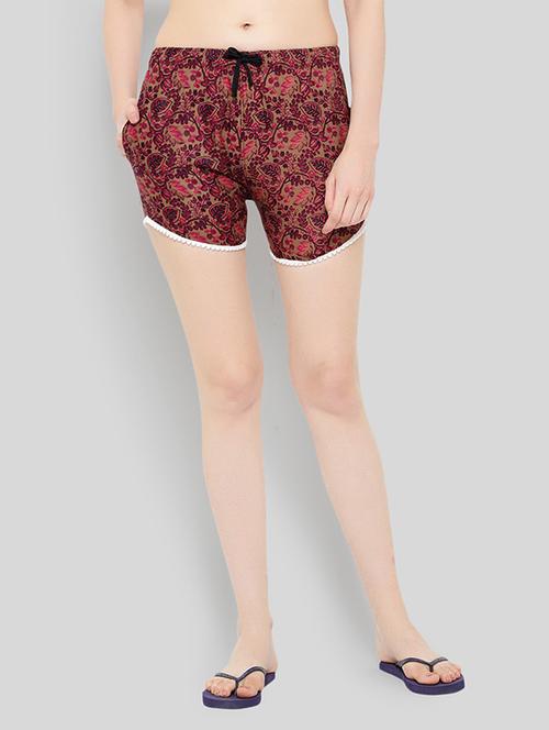 maroon printed mid rise regular short - 19996544 - Very Small Image - 1