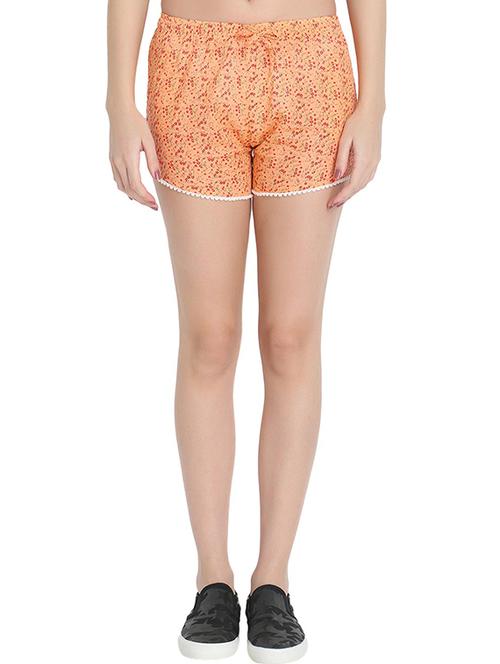 peach floral print mid rise regular short - 19996569 - Very Small Image - 1