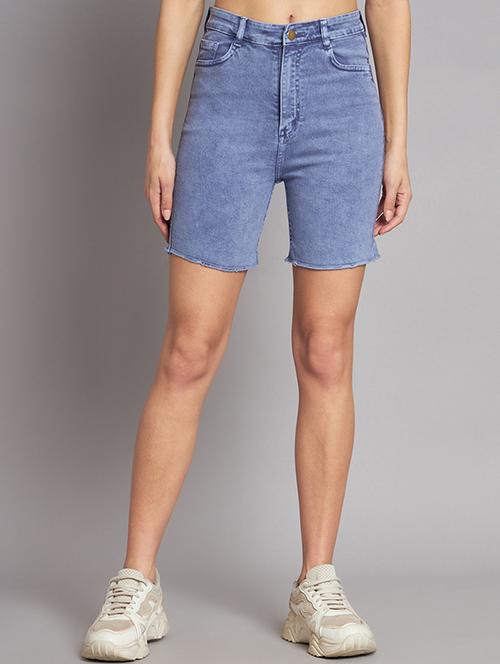 blue solid high rise regular short - 19996600 - Very Small Image - 1