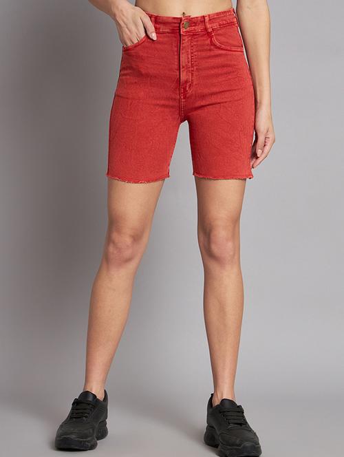 red solid high rise regular short - 19996603 - Very Small Image - 1